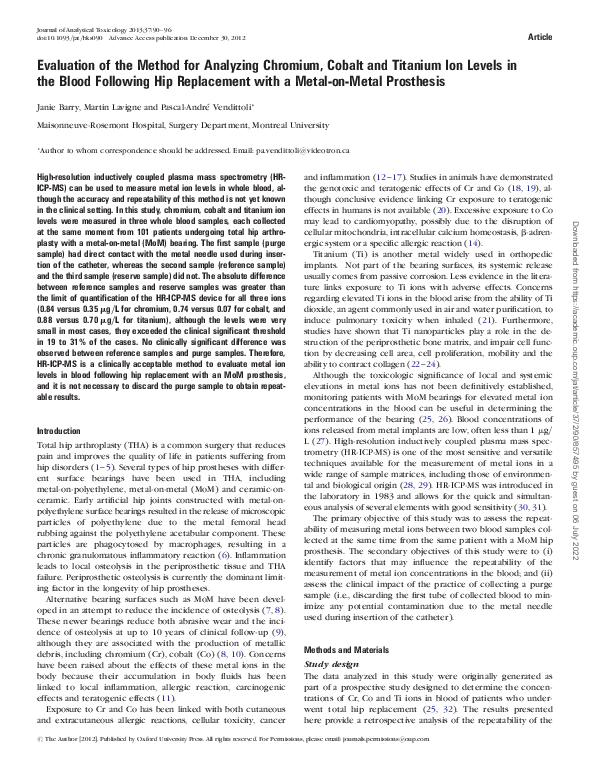 (PDF) Evaluation of the Method for Analyzing Chromium, Cobalt and ...
