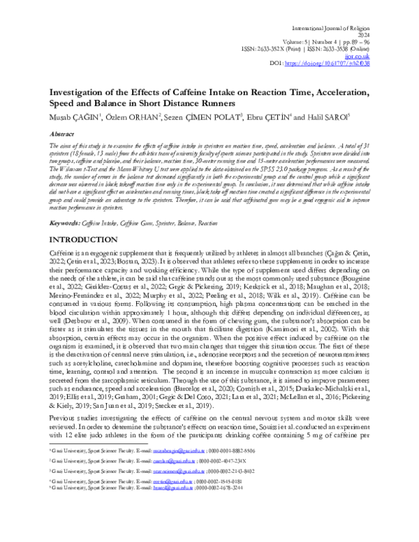 (PDF) Investigation of the Effects of Caffeine Intake on Reaction Time ...