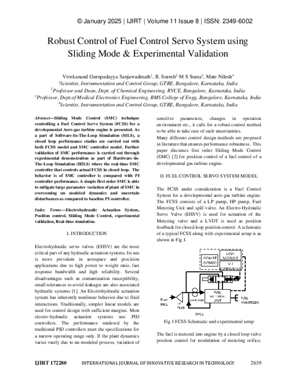 (PDF) Robust Control of Fuel Control Servo System using Sliding Mode ...