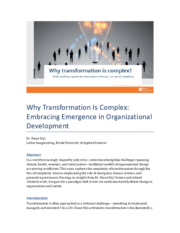 (PDF) Why Transformation Is Complex: Embracing Emergence in ...