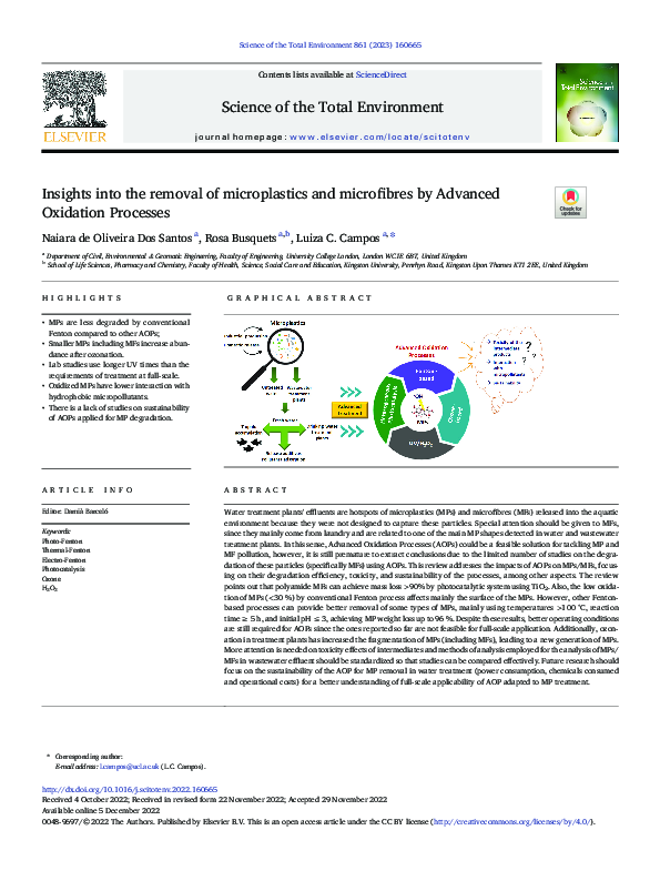 (PDF) Insights into the removal of microplastics and microfibres by ...
