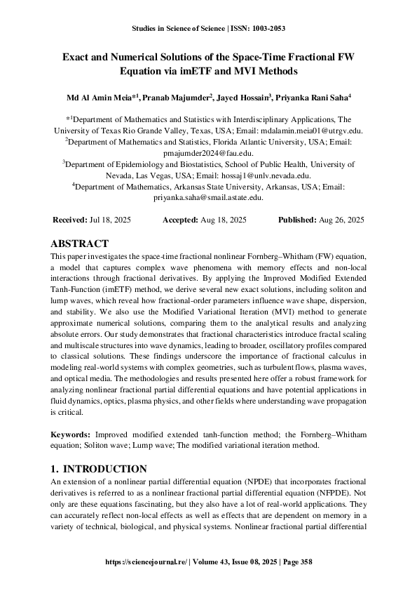 (PDF) Exact and Numerical Solutions of the Space-Time Fractional FW ...