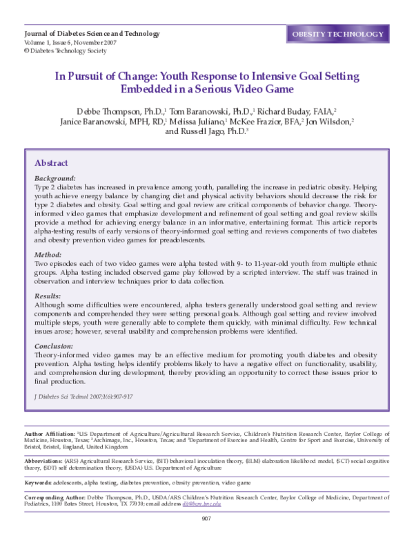 (PDF) In Pursuit of Change: Youth Response to Intensive Goal Setting ...