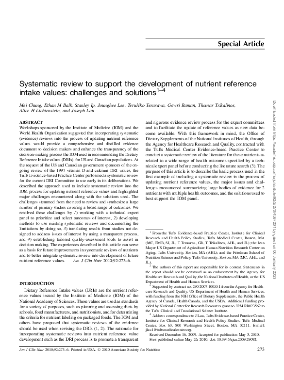 (PDF) Systematic review to support the development of nutrient ...