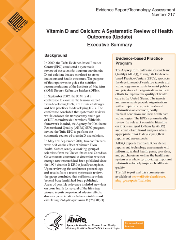 (PDF) Vitamin D and Calcium: A Systematic Review of Health Outcomes ...