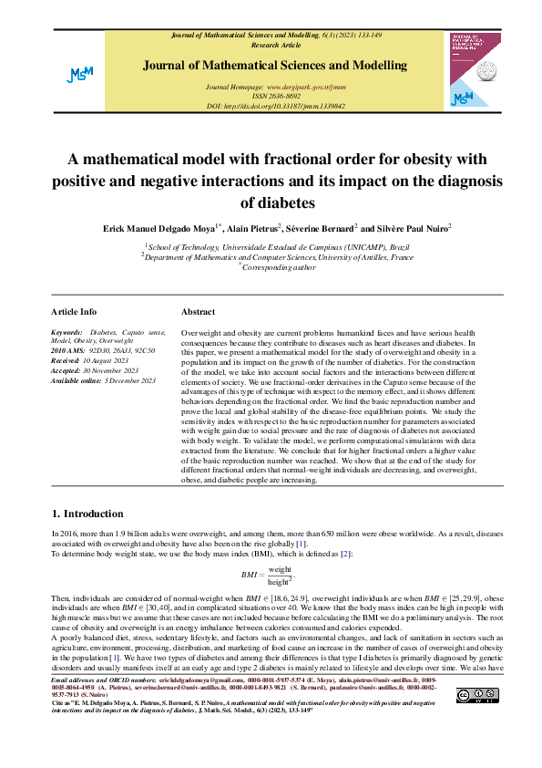 (PDF) A mathematical model with fractional order for obesity with ...