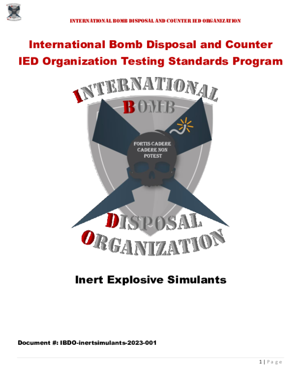 (PDF) Inert Training Aids Standard (explosives, IEDs, Ordnance)