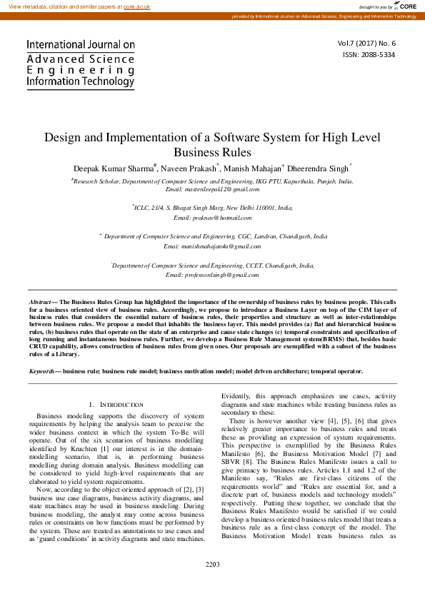 (PDF) Design and Implementation of a Software System for High Level ...