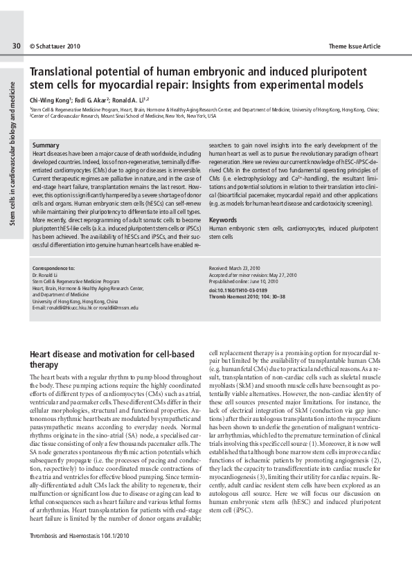 (PDF) Translational potential of human embryonic and induced ...