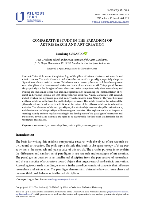 (PDF) Comparative Study in the Paradigm of Art Research and Art Creation