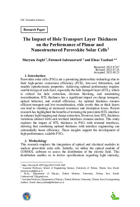 (PDF) The Impact of Hole Transport Layer Thickness on the Performance ...