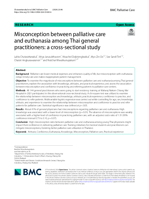 (PDF) Misconception between palliative care and euthanasia among Thai ...