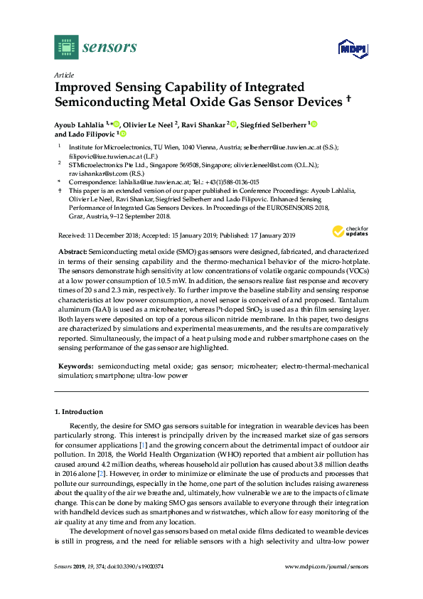 (PDF) Improved Sensing Capability of Integrated Semiconducting Metal ...