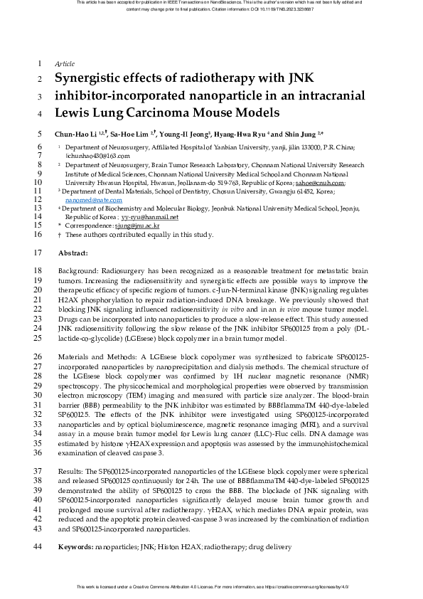 (PDF) Synergistic effects of radiotherapy with JNK inhibitor ...
