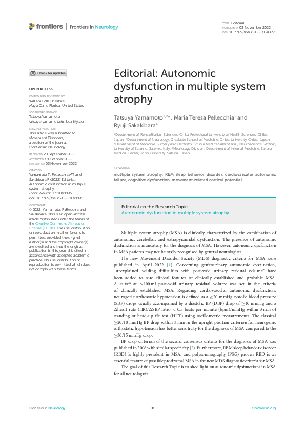 (PDF) Editorial: Autonomic dysfunction in multiple system atrophy