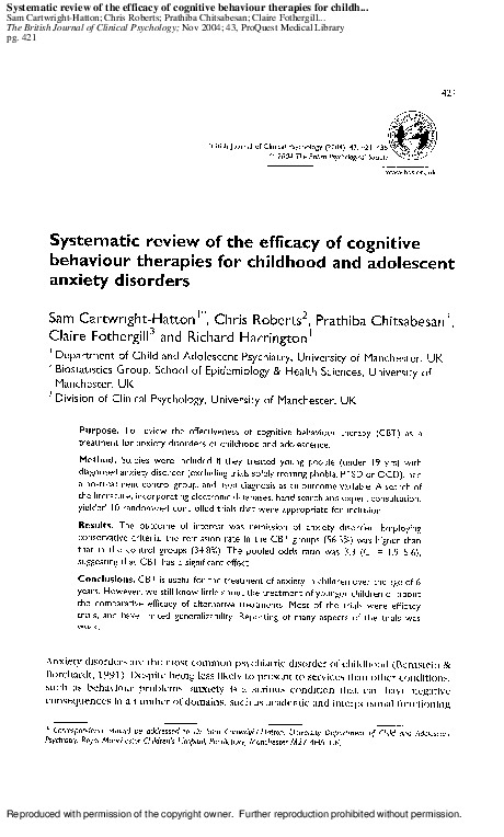 (PDF) Systematic review of the efficacy of cognitive behaviour ...