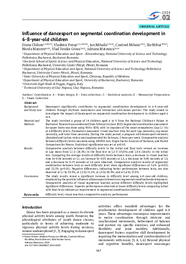(PDF) Influence of dancesport on segmental coordination development in ...