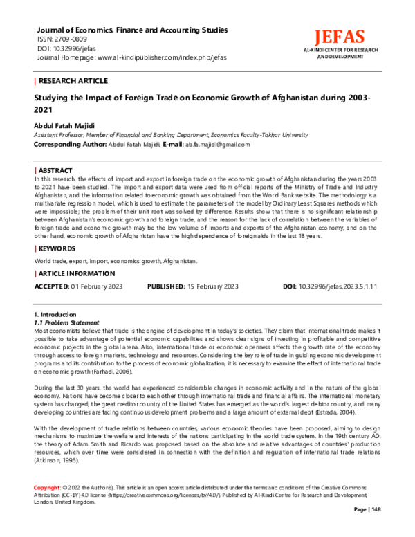 (PDF) Studying the Impact of Foreign Trade on Economic Growth of ...
