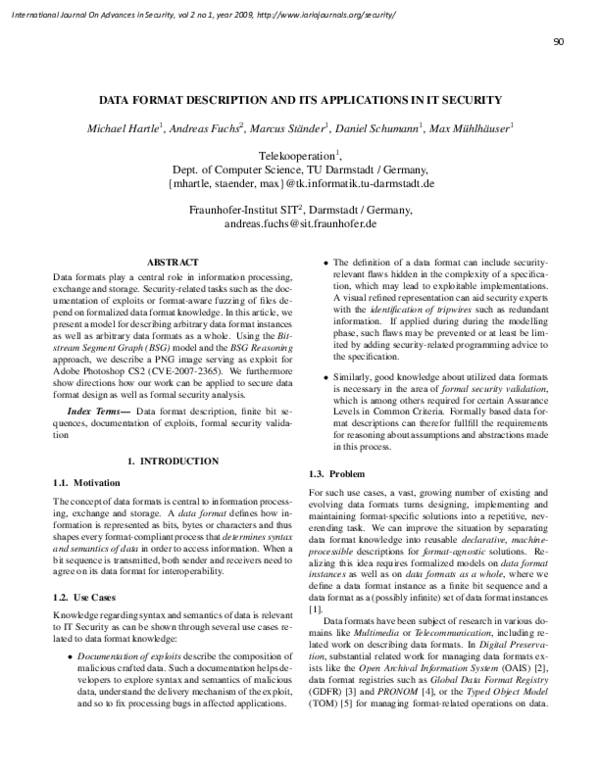 (PDF) Data Format Description and Its Applications in It Security