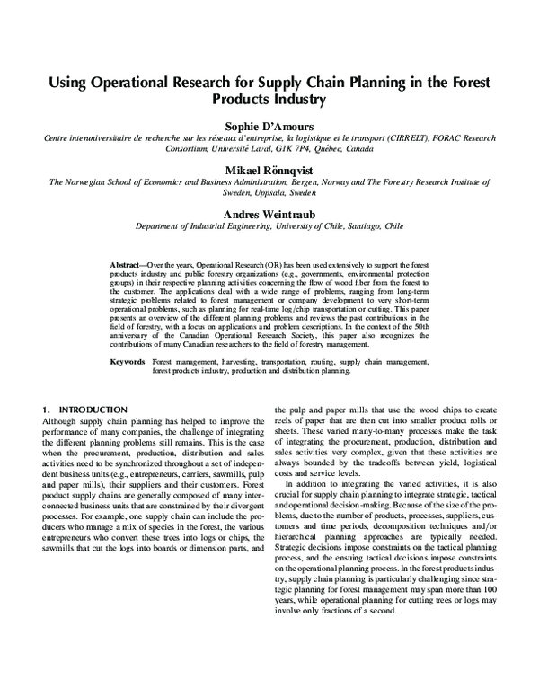 (PDF) Using Operational Research for Supply Chain Planning in the ...