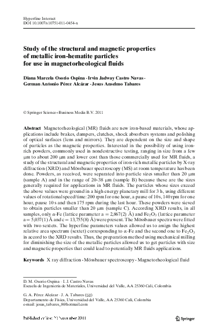 (PDF) Study of the structural and magnetic properties of metallic iron ...