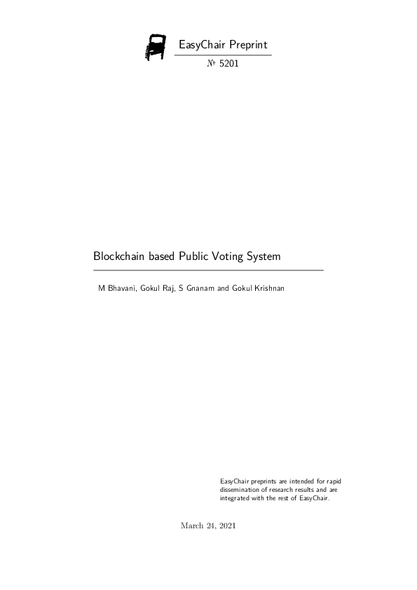 (PDF) Blockchain based Public Voting System