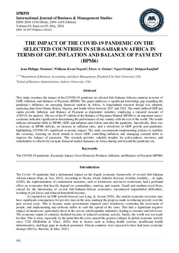 (PDF) The Impact of The Covid-19 Pandemic on The Selected Countries in ...