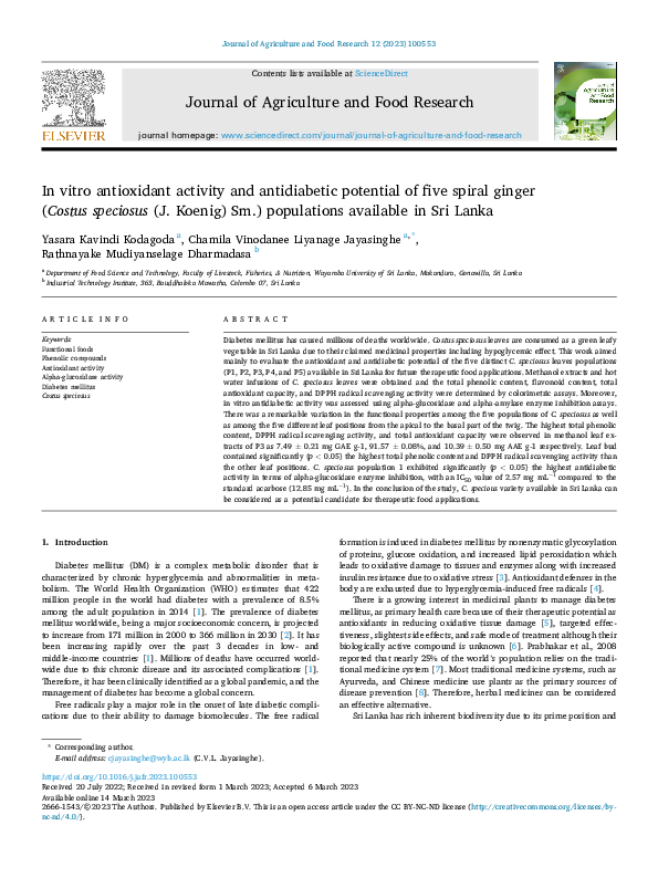 (PDF) In vitro antioxidant activity and antidiabetic potential of five ...