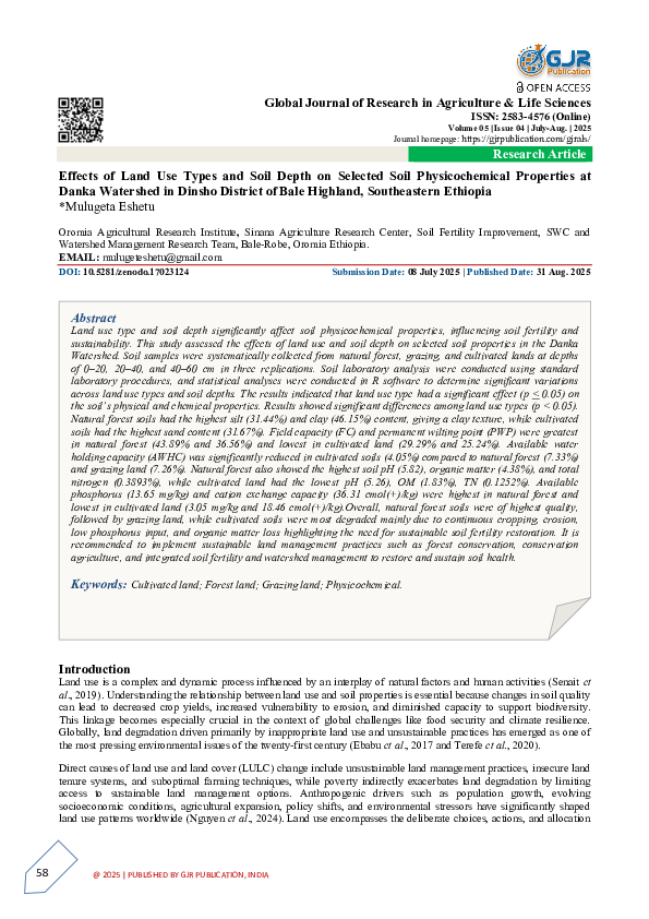(PDF) Effects of Land Use Types and Soil Depth on Selected Soil ...