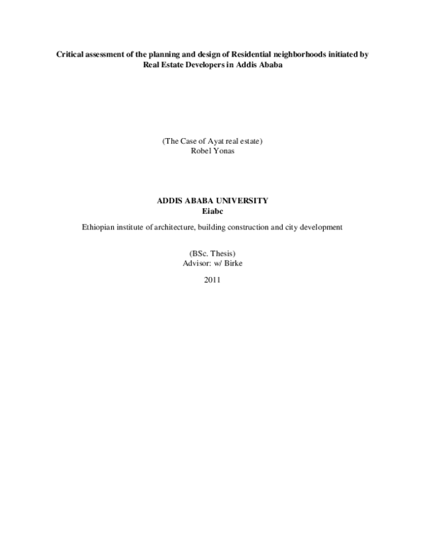 (PDF) Critical assessment of the planning and design of Residential ...
