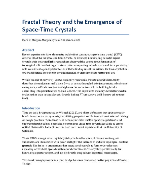(PDF) Fractal Theory and the Emergence of Space-Time Crystals