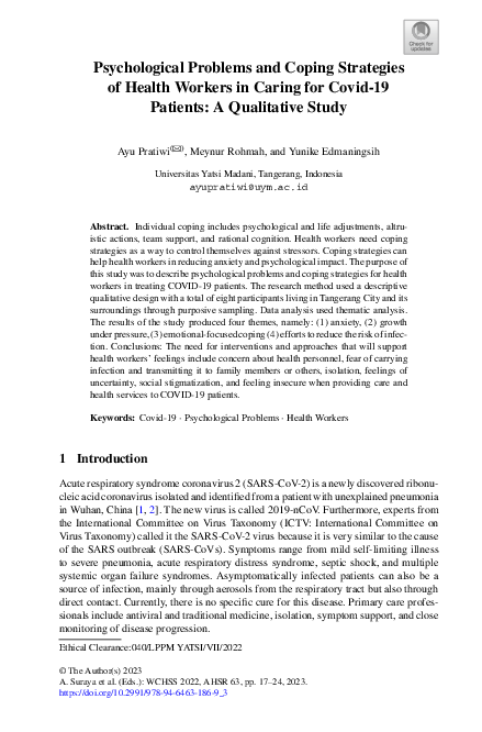 (PDF) Psychological Problems and Coping Strategies of Health Workers in ...