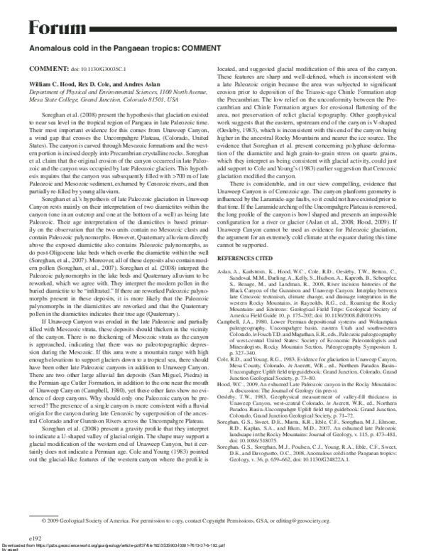 (PDF) Anomalous cold in the Pangaean tropics: COMMENT