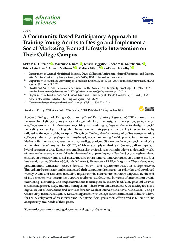 (PDF) A Community Based Participatory Approach to Training Young Adults ...