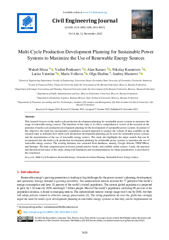(PDF) Multi-Cycle Production Development Planning for Sustainable Power ...