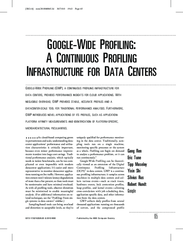 (PDF) Google-Wide Profiling: A Continuous Profiling Infrastructure for ...