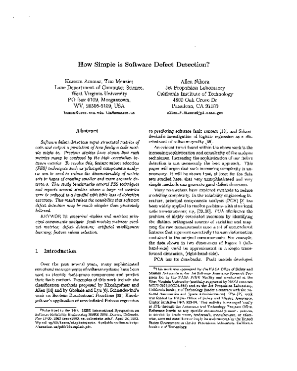 (PDF) How simple is software defect detection