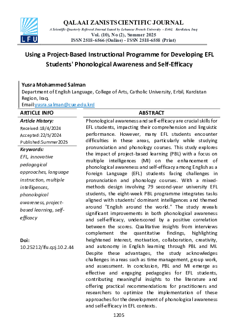 (PDF) Using a Project-Based Instructional Programme for Developing EFL ...