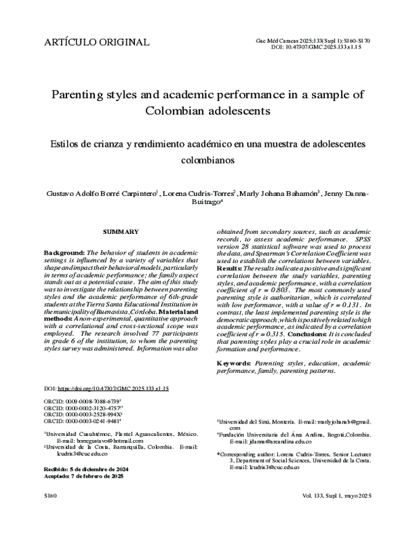 (PDF) Parenting styles and academic performance in a sample of ...