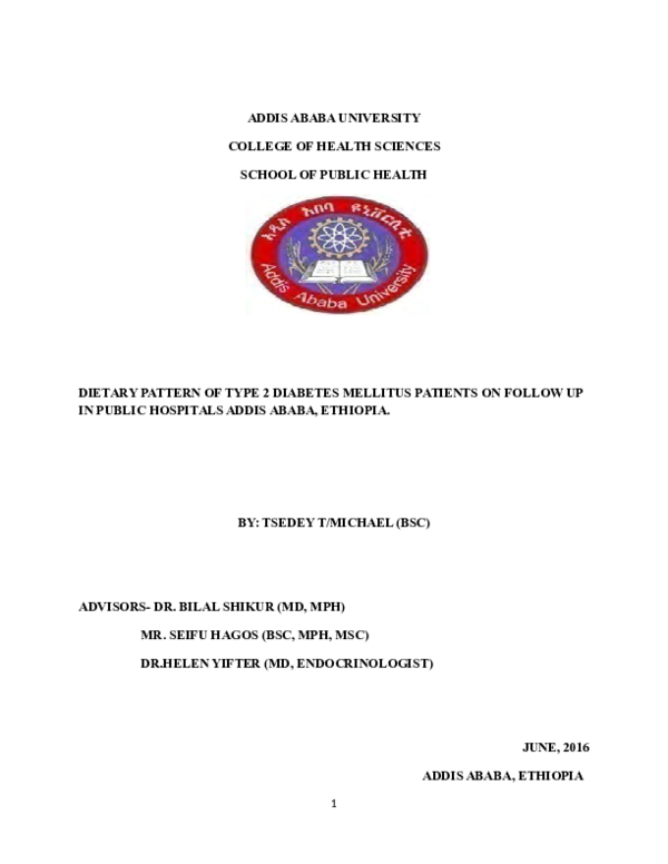 (PDF) Dietary Pattern of Type 2 Diabetes Mellitus Patients on Follow Up ...