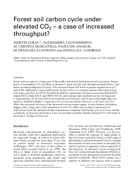 (PDF) Forest soil carbon cycle under elevated CO2 a case of increased ...