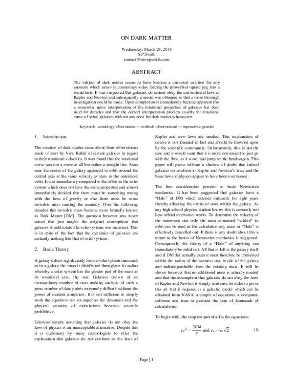(PDF) On Dark Matter