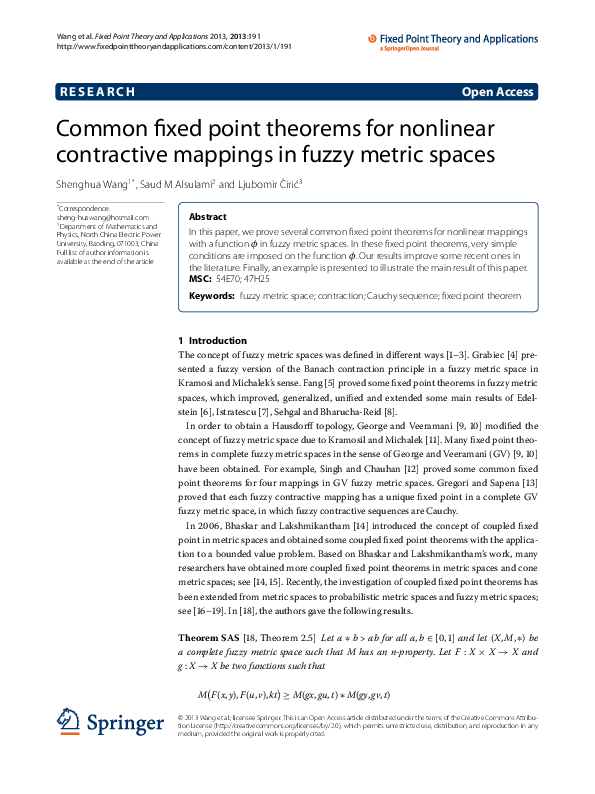 (PDF) Common fixed point theorems for nonlinear contractive mappings in ...