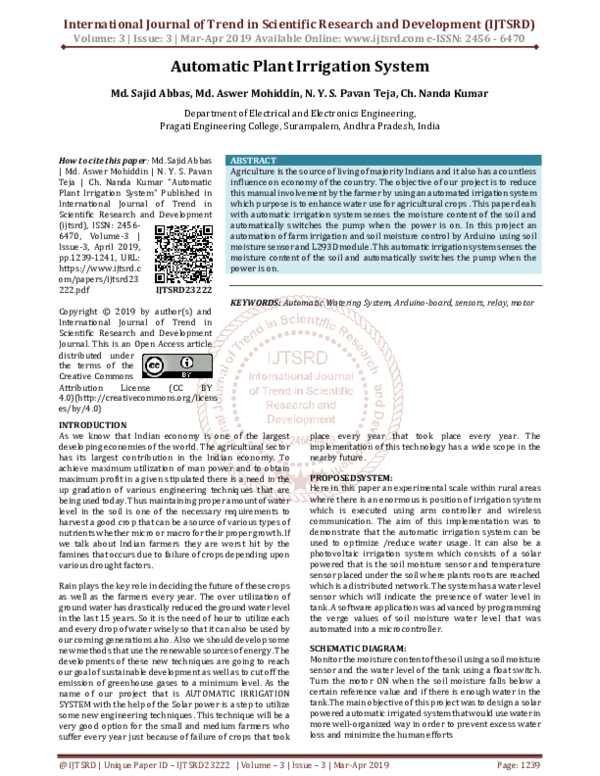 (PDF) Automatic Plant Irrigation System