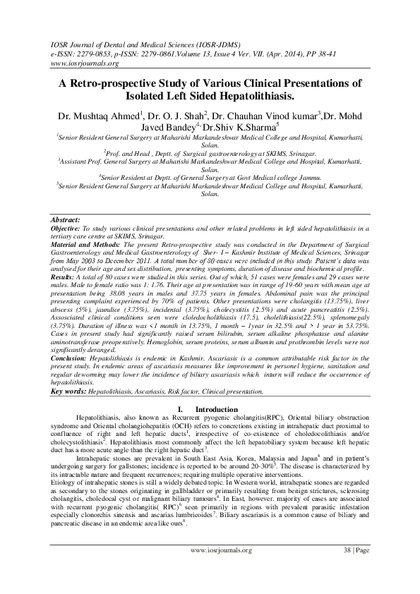(PDF) A Retro-prospective Study of Various Clinical Presentations of ...