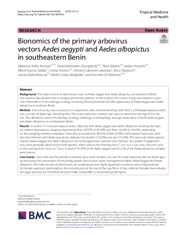 (PDF) Bionomics of the primary arbovirus vectors Aedes aegypti and ...