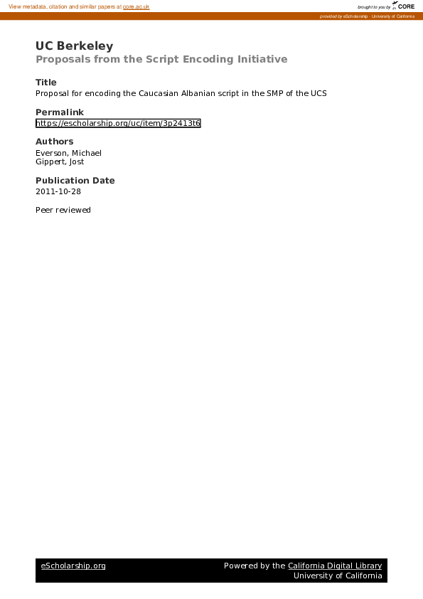 (PDF) Proposal for encoding the Caucasian Albanian script in the SMP of ...