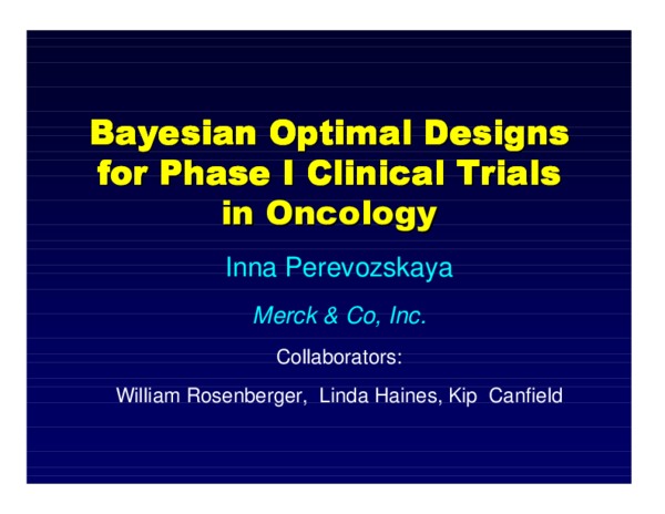 (PDF) Bayesian Optimal Designs for Phase I Clinical Trials
