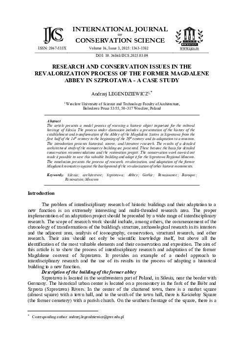 (PDF) RESEARCH AND CONSERVATION ISSUES IN THE REVALORIZATION PROCESS OF ...