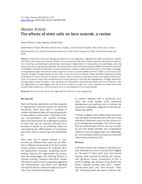 (PDF) The effects of stem cells on burn wounds: a review